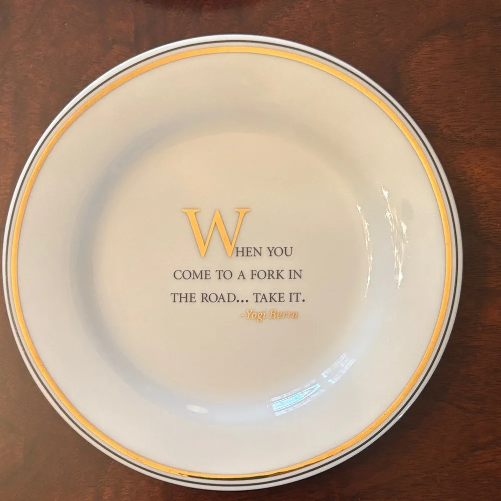 Restoration Hardware White and Gold Quote Accent Dessert Plates - Set of 4